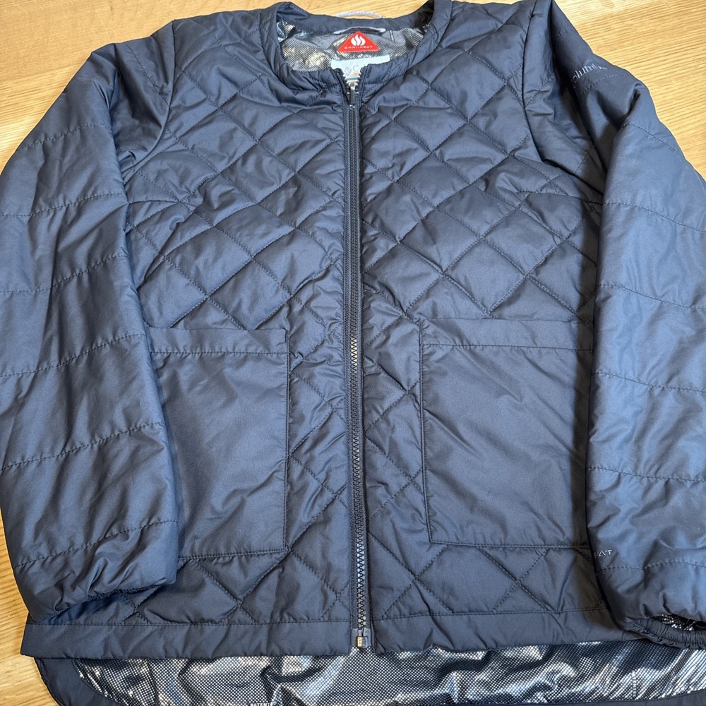 Columbia Jacket‎ Women Small Black Full Zip Hooded Outdoors Omni Heat Quilted